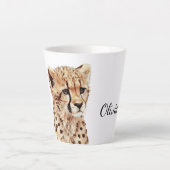 Cheetah gezicht gepersonaliseerd latte mok (Voorkant)