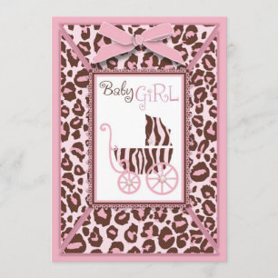 Cheetah Girl Invitation Card Pink A Kaart