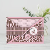 Cheetah Girl Roze kaart (Staand voorkant)