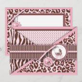 Cheetah Girl Roze kaart (Voorkant / Achterkant)