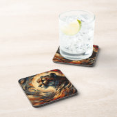 Cheetah Harlem Renaissance Modern Schilderen Bier Onderzetter (Rechterzijde)