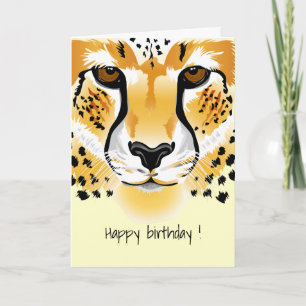 Cheetah Head Close-up Illustratie Verjaardag Kaart