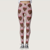 Cheetah Heart Pink Black Pattern Leggings (Voorkant)