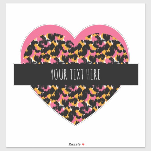 Cheetah Heart Pink Text Car Sticker (Vel)