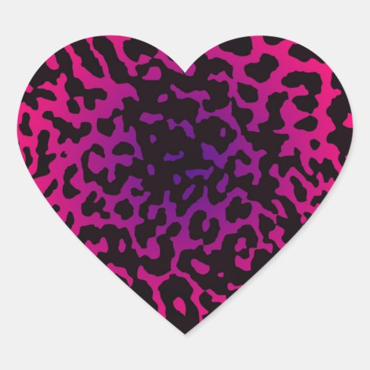 Cheetah Heart Roze Paarse Hart Sticker (Voorkant)