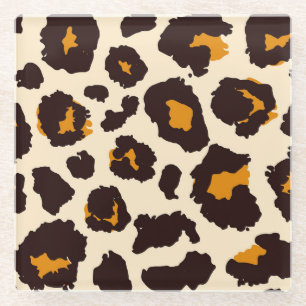 Cheetah huid, dierlijke print textuur. glazen onderzetter