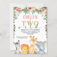 Cheetah Imprimer Safaril Invitation d'anniversaire