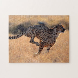 Cheetah in actie, Jigzaag Puzzle Legpuzzel