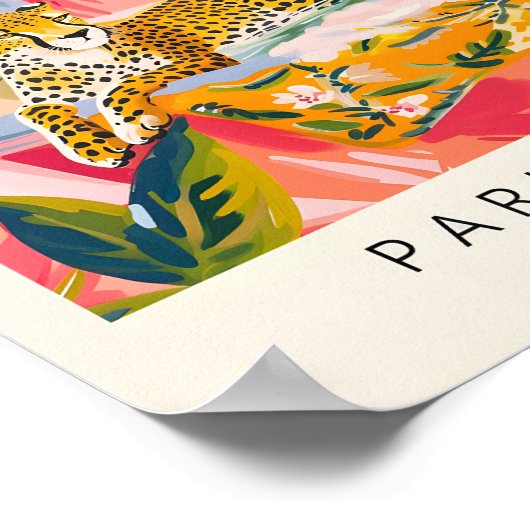 Cheetah in bad Grappig Poster, Mid Century Print (Hoek)