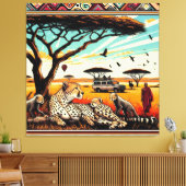 Cheetah in het Serengeti Canvas Wall lijst (Insitu (Woonkamer))