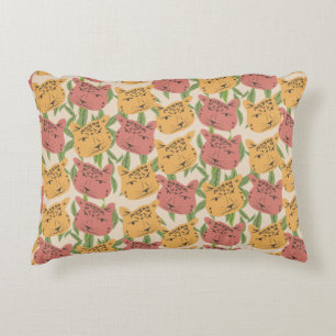Cheetah Jungle Plants Groene Bloemen Koraal Groen Accent Kussen