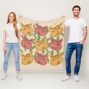 Cheetah Jungleplanten Groene Begroeiing Koraal Gr Fleece Deken