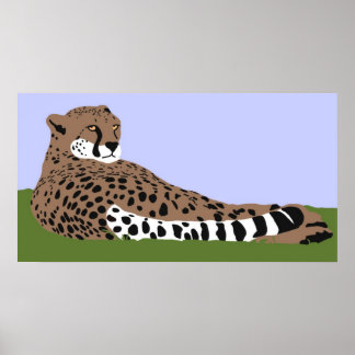 cheetah kijkt en onderaan poster