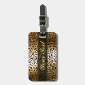 Cheetah Leopard Faux Animal Print Bagagelabel (Voorkant verticaal)