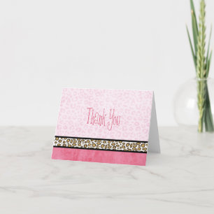 Cheetah/Leopard Pink Dank je wel Bedankkaart
