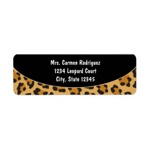 Cheetah Leopard Print Black Adresetiketten 2 Etiket