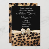 Cheetah Leopard Print Gold Bow Glam Uitnodiging (Voorkant / Achterkant)