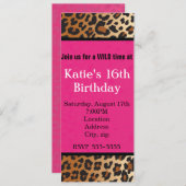 Cheetah Leopard Print Hot Pink Party uitnodiging (Voorkant / Achterkant)