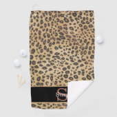 Cheetah Leopard Print Pattern Initiaal Monogram Golfhanddoek (Insitu)