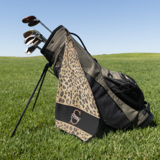 Cheetah Leopard Print Pattern Initiaal Monogram Golfhanddoek