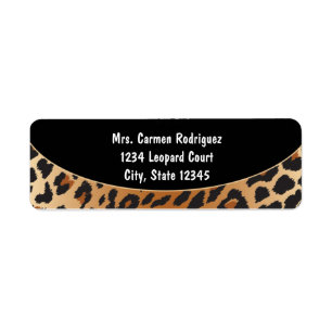 Cheetah Leopard Print Zwarte Adresetiketten Etiket