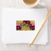 Cheetah Leopard Red Rose Floral Flower Pattern Etiket (Insitu)