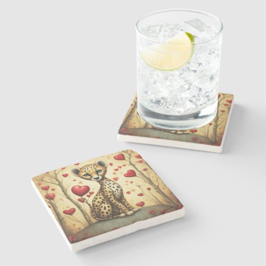 Cheetah Love 3 Stenen Onderzetter (Zijkant)
