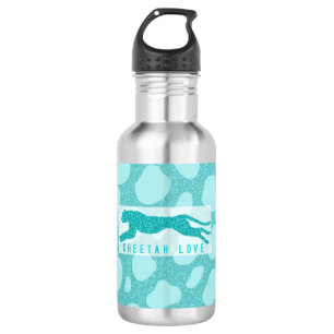 Cheetah Love - Turquoise Glitters Simulate Waterfles
