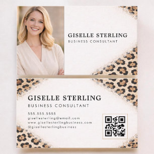 Cheetah Luipaard Print QR Code Foto Professioneel Visitekaartje