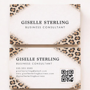 Cheetah Luipaard Print QR Code Professioneel Visitekaartje