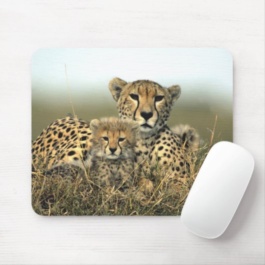 Cheetah Mam en Cub Mousepad Muismat (Met muis)