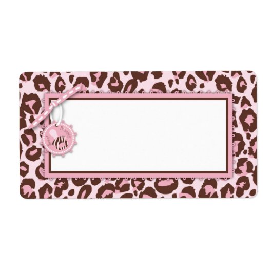 Cheetah Meisje Naam Tag Pink A Etiket (Voorkant)