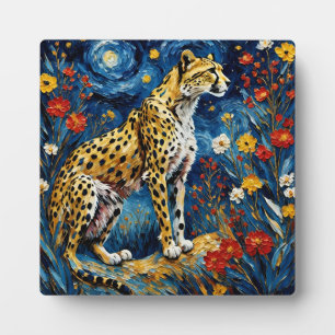 Cheetah met bloemen fotoplaat