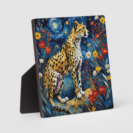 Cheetah met bloemen fotoplaat (Voorkant)