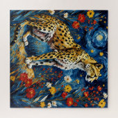 Cheetah met bloemen legpuzzel (Horizontaal)