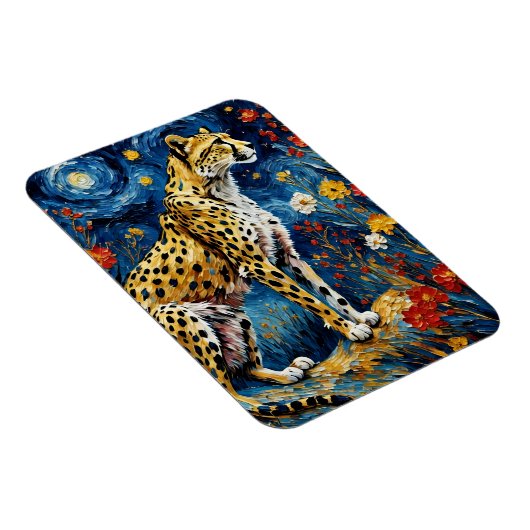 Cheetah met bloemen magneet (Rechterzijde)