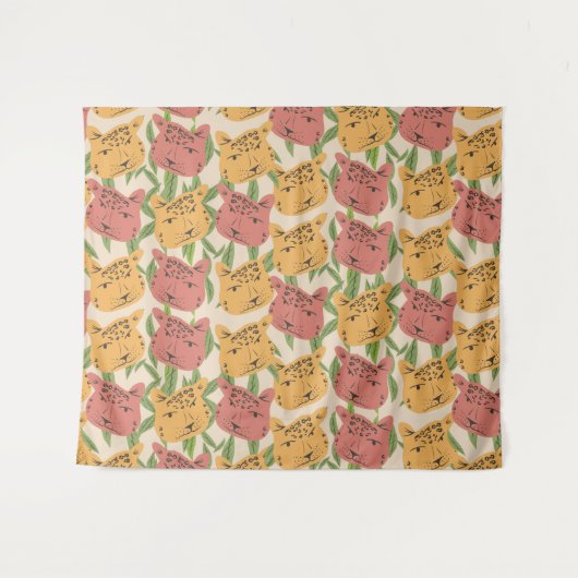 Cheetah Oerwoud Planten Greenery Coral Green Wandkleed (Voorkant (horizontaal))