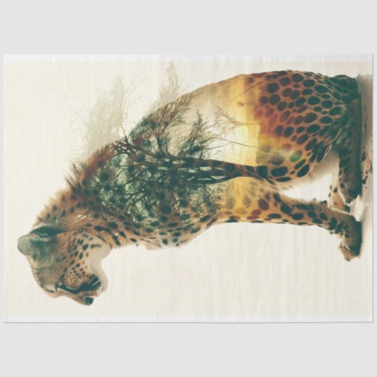 Cheetah Over Exposed Sunset Digitale Art Decoupage Tissuepapier (Voorkant)