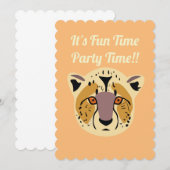 Cheetah Party Invitation, Birthday Party Kaart (Voorkant / Achterkant)