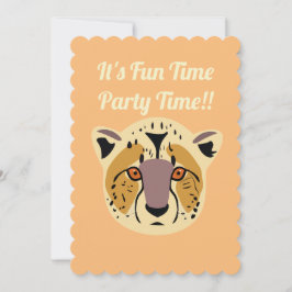 Cheetah Party Invitation, Birthday Party Kaart
