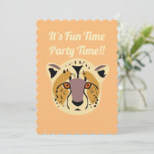 Cheetah Party Invitation, Birthday Party Kaart (Staand voorkant)