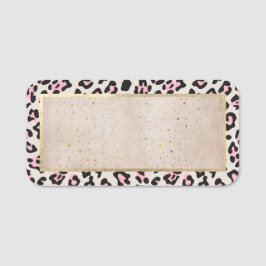 Cheetah Patroon en gouden Vintage Naamplaatje