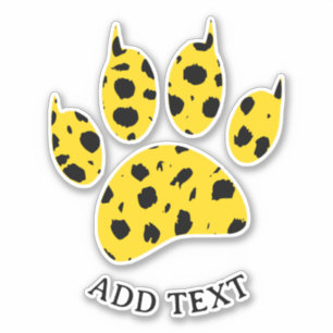 Cheetah Paw Aangepaste tekst afdrukken Sticker