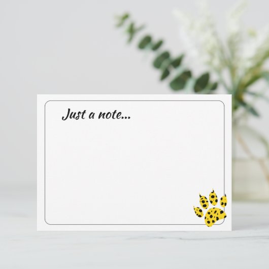Cheetah Paw Print Custom Just a Note Bedankkaart (Staand voorkant)
