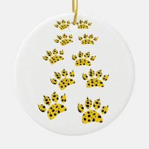 Cheetah Paw Print Throw Ceramic Ornament