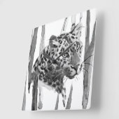 Cheetah Portrait Vierkante Klok (Hoek)