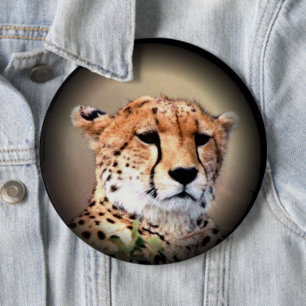 Cheetah Portret van Volle Maan: Natuur's Grace Ronde Button 6,0 Cm