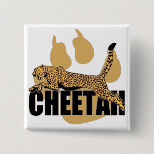 Cheetah Power Vierkante Button 5,1 Cm