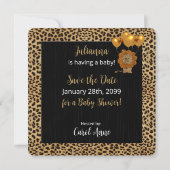 Cheetah Print Baby shower Save The Date (Achterkant)