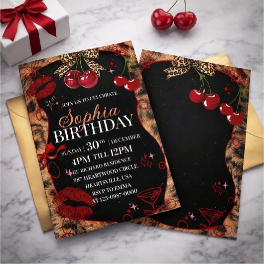 Cheetah print birthday invitation